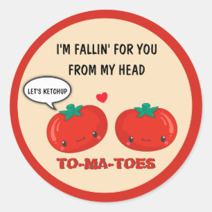 Sticker Rond Tomates en amour Cute Romantique Saint Valentin