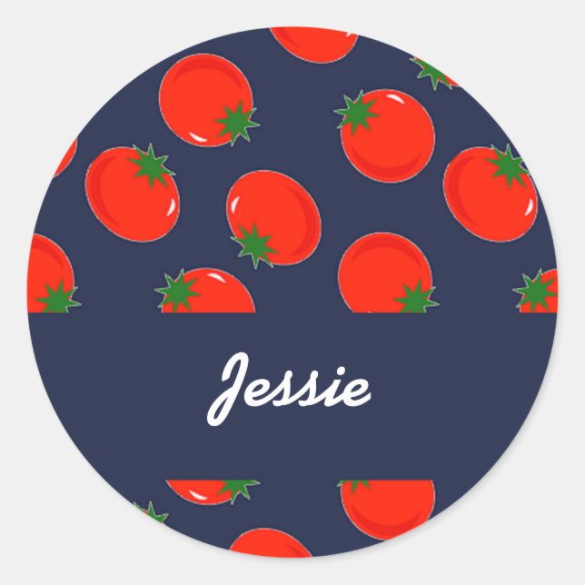 Sticker Rond tomates rouges sur le bleu (Devant)