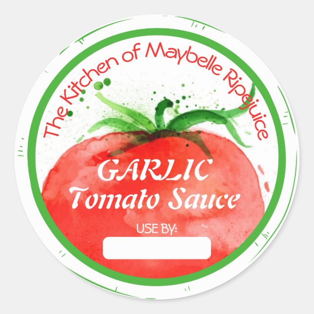 Sticker Rond Tomates sauce tomate salsa maison en conserve (Devant)
