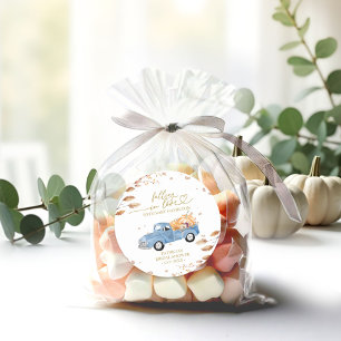 Sticker Rond Tomber Amoureux Citrouille Bébé Shower d'Automne