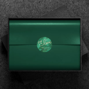 Sticker Rond Tomber amoureux de l'automne   Jade Green et Gold