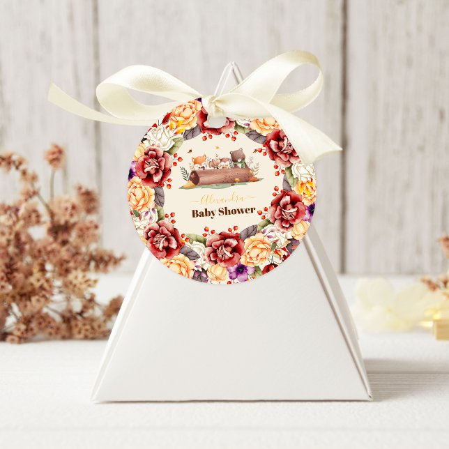 Sticker Rond Tomber dans l'amour Baby Baby shower boisé (Créateur téléchargé)