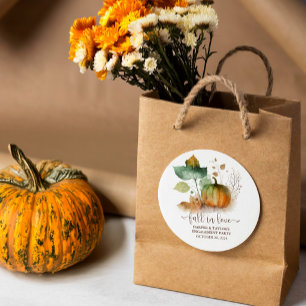 Sticker Rond Tomber dans l'amour Rustique Élégant Citrouille