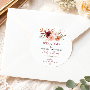 Sticker Rond Tomber en amour Floral Rustique Bourgogne Personna