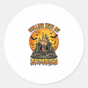 Sticker Rond Tombes de main de zombies glaçants Chauves-souris