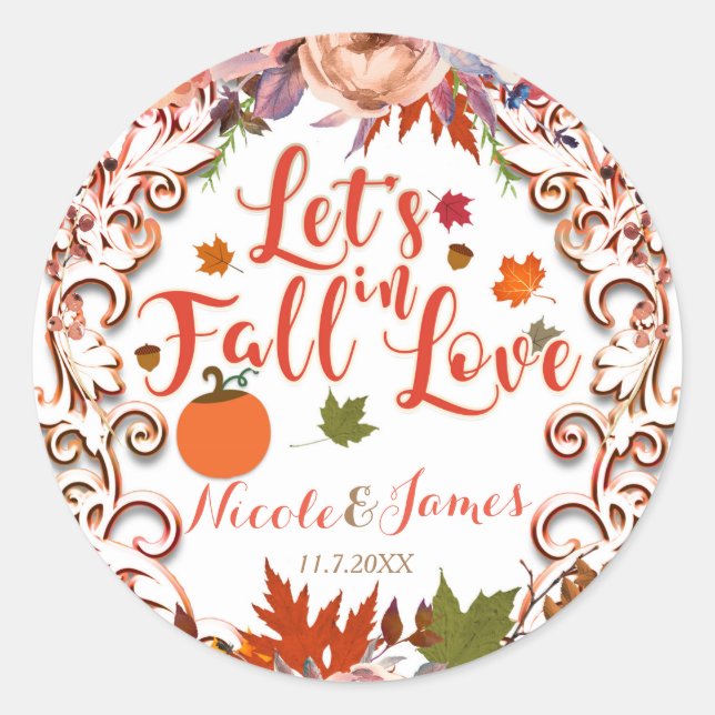 Sticker Rond Tombez amoureuses Fleurs d'automne RÉCEPTION DE MA (Devant)