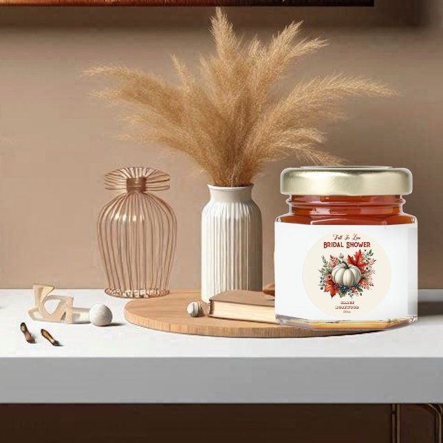 Sticker Rond Tombez Amoureux Citrouille Country Rustique Fête d (Fall In Love Pumpkin Country Rustic Bridal Shower Classic Round Sticker)