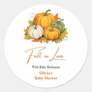 Sticker Rond Tombez amoureux de la Baby Shower Citrouille Rusti