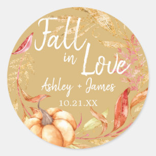 Sticker Rond Tombez amoureux de la feuille d'automne jaune Mono