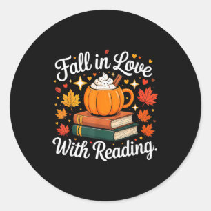 Sticker Rond Tombez amoureux de la lecture Mug automne citrouil