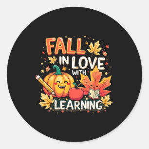 Sticker Rond Tombez amoureux de l'apprentissage Citrouille Prof