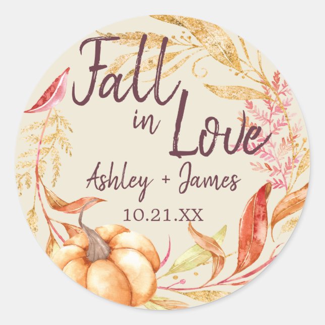 Sticker Rond Tombez amoureux Monogramme Classique Antique Blanc (Devant)