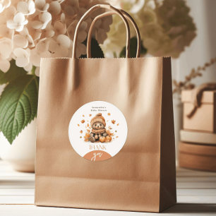 Sticker Rond Tombez Amoureux Petit Ours en Peluche Citrouille
