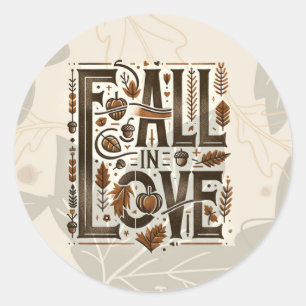 Sticker Rond TOMBEZ AMOUREUX Retro Automne Fête de fiançailles 