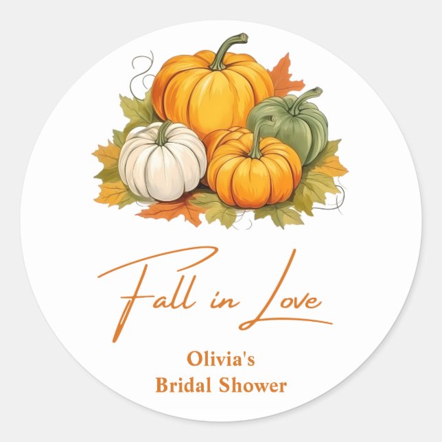 Sticker Rond Tombez amoureux Shower rustique d'automne Citrouil (Devant)