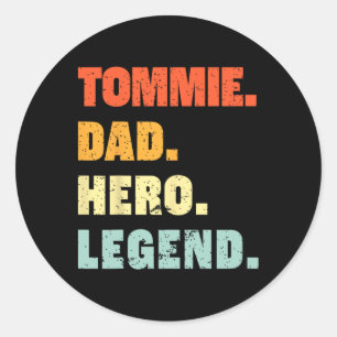 Sticker Rond Tommie Papa Hero Legend Personnalisé Nom Fa