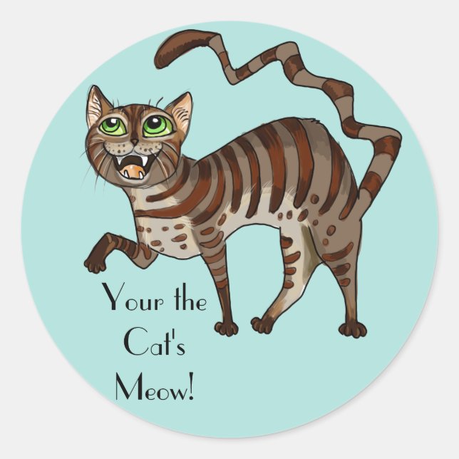 Sticker Rond Ton chat est Meow ! (Devant)