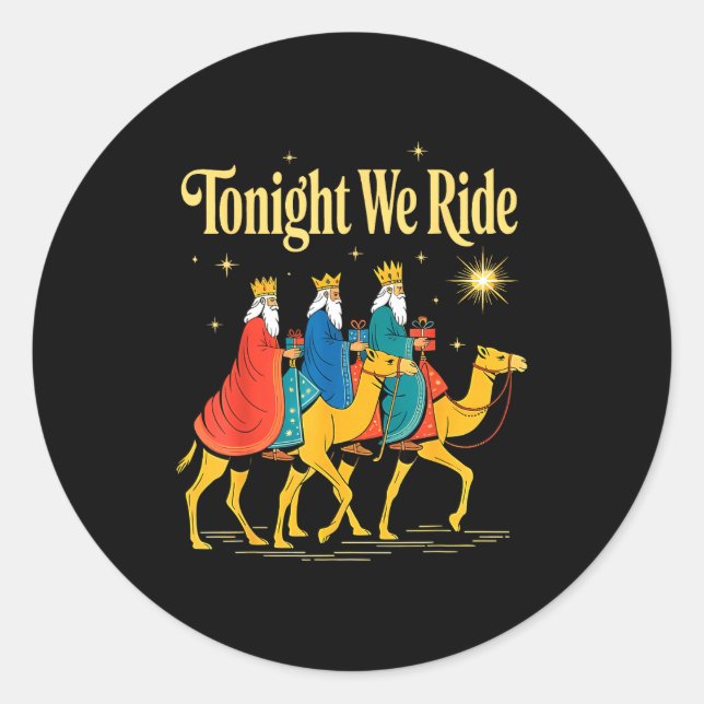 Sticker Rond Tonight We Ride Christmas, 3 Wise Men, Christian C (Devant)