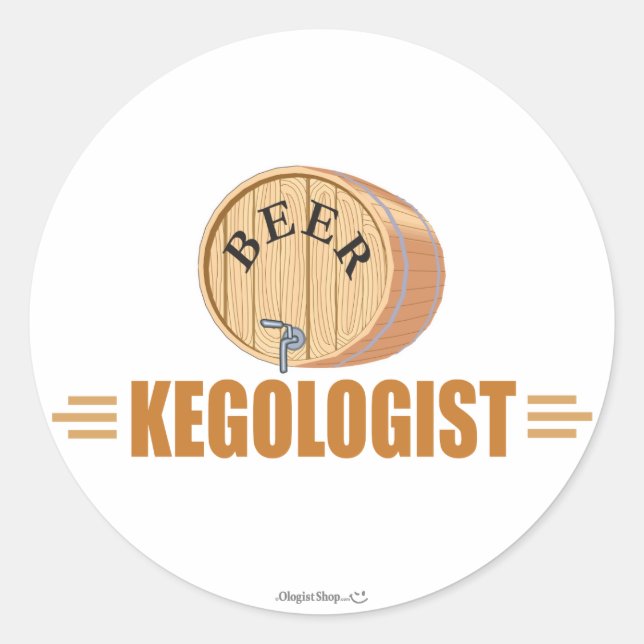 Sticker Rond Tonneau de bière drôle (Devant)