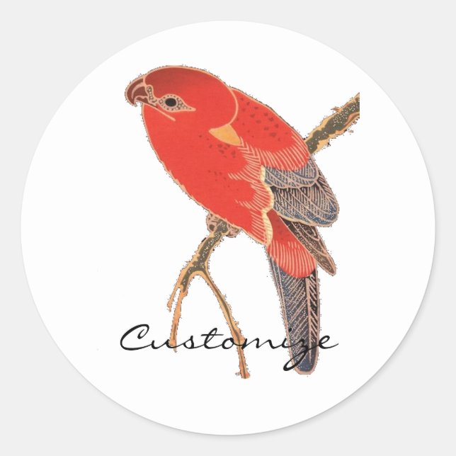 Sticker Rond Tonnerre de perroquet rouge tropical (Devant)