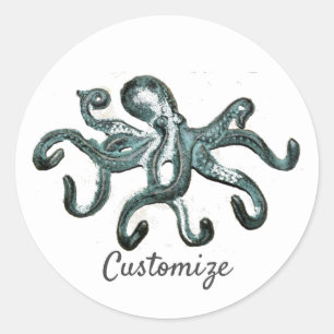 Sticker Rond Tonnerre octopus bleu