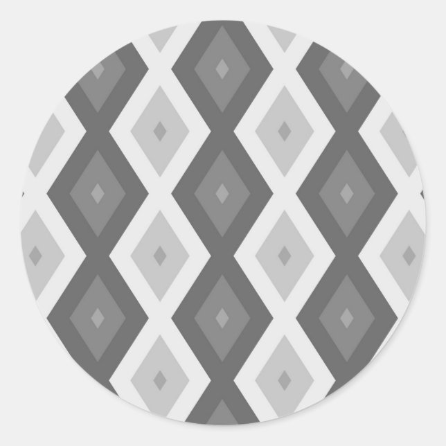 Sticker Rond Tons de motif de diamant gris (Devant)
