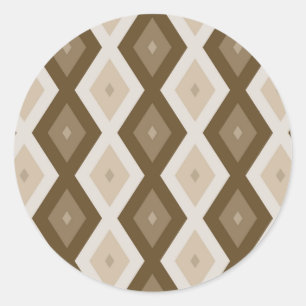 Sticker Rond Tons de motif diamant brun