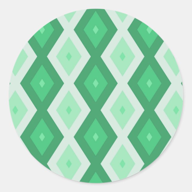 Sticker Rond Tons de motif diamant vert (Devant)