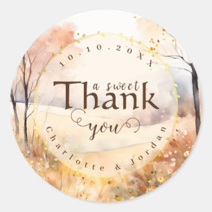 Sticker Rond Tons terreux fleur rustique Automne Mariage Merci