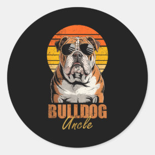 Sticker Rond Tonton Bulldog Rétro Cool Drôle Vintage Amoureux d