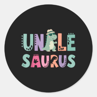 Sticker Rond Tonton Saurus Papa Dinosaure 3ème Anniversaire T-R