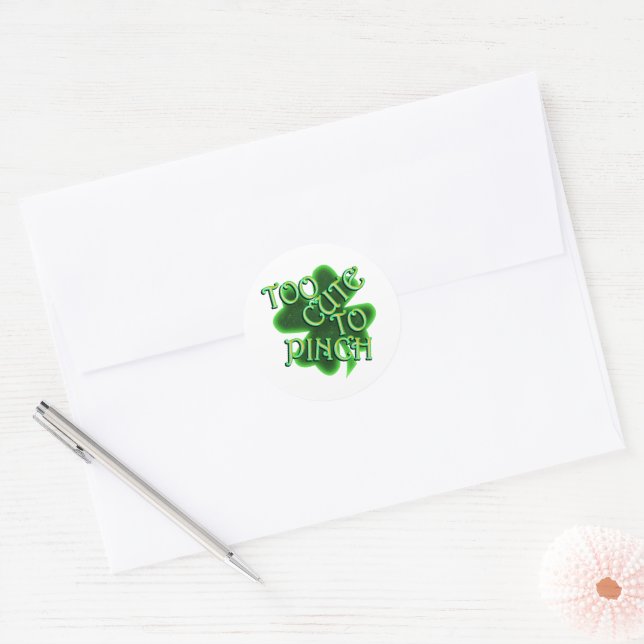 Sticker Rond Too Cute To Pinch St. Patrick's Day (Enveloppe)