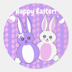 Sticker Rond Toon Bunny Pâques