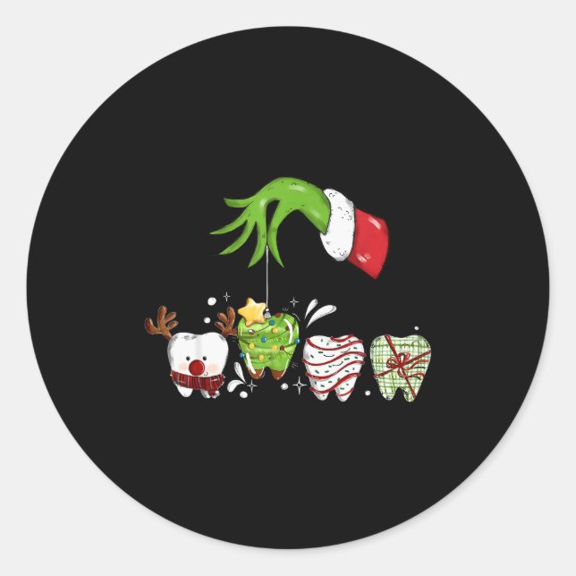 Sticker Rond Tooth Dentist Dental Istant Teeth Christmas Santa  (Devant)