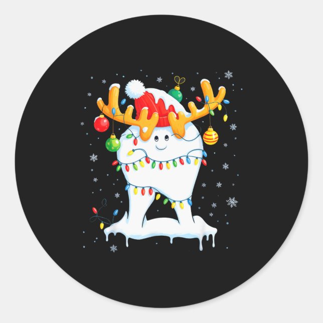 Sticker Rond Tooth Dentist Dental Istant Teeth Christmas Xmas  (Devant)