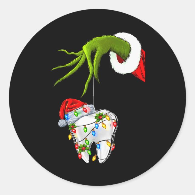 Sticker Rond Tooth Dentist Dental Istant Teeth Christmas Xmas H (Devant)