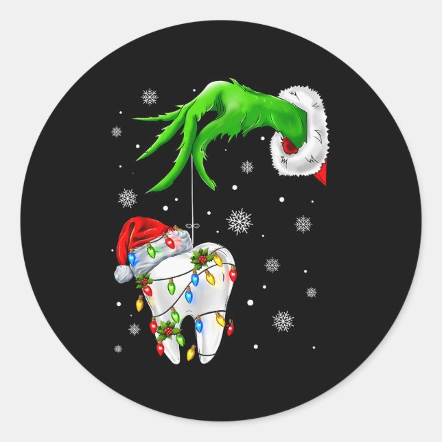 Sticker Rond Tooth Dentist Dental Istant Teeth Xmas Christmas P (Devant)