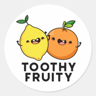 Sticker Rond Toothy Fruity Funny Fruit Pun