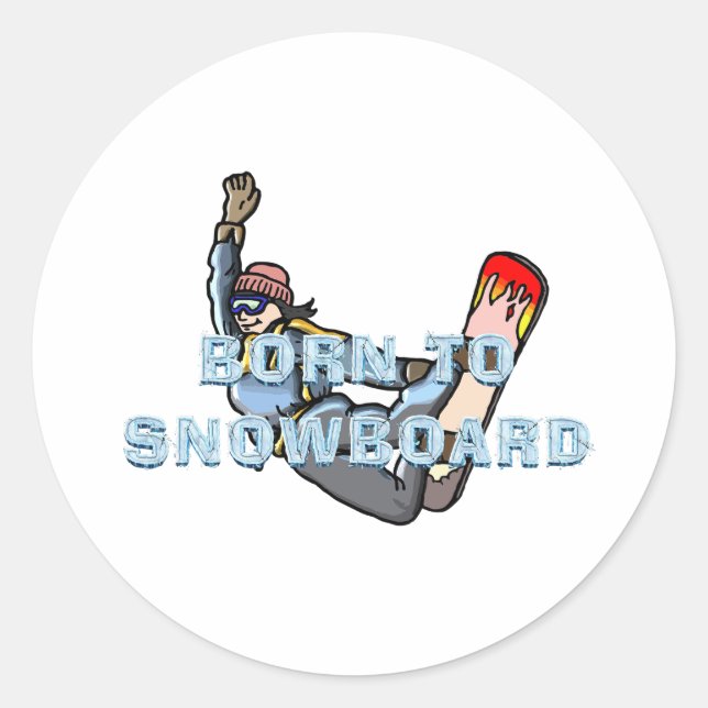 Sticker Rond TOP Born to Snowboard (Devant)