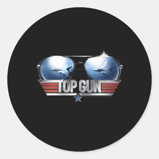 Sticker Rond Top Gun Aviator Lunettes de soleil Reflet (Devant)