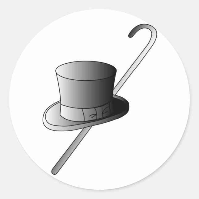 Sticker Rond Top Hat et Canne (Devant)
