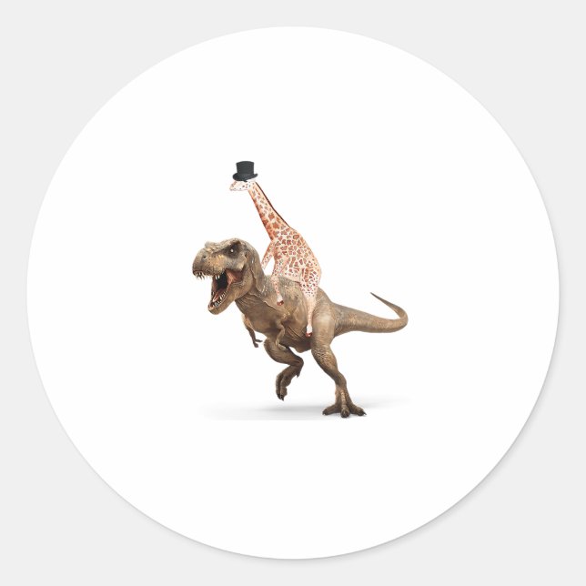Sticker Rond Top Hat T-Rex - Mens_Womens (Devant)