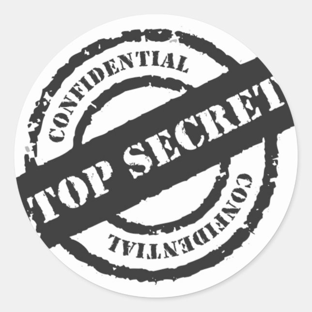 Sticker Rond Top Secret Confidentiel (Devant)