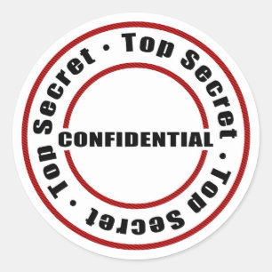 Sticker Rond Top Secret Confidentiel Rouge Noir Blanc