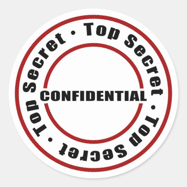 Sticker Rond Top Secret Confidentiel Rouge Noir Blanc (Devant)