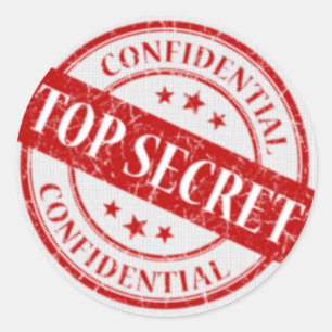 Sticker Rond Top Secret Confidentiel Timbre Blanc Linge Rouge