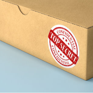 Sticker Rond Top Secret Confidentiel Timbre Blanc Rouge