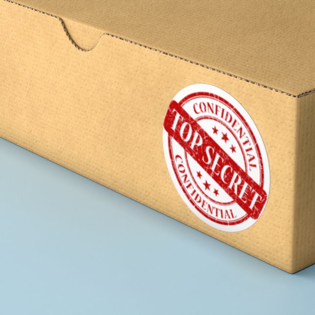 Sticker Rond Top Secret Confidentiel Timbre Blanc Rouge (Top Secret Confidential Stamp White Red Classic Round Sticker)