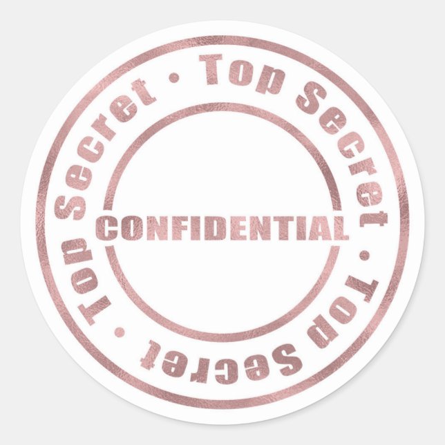 Sticker Rond Top Secret Rose Confidentiel Gold Modern Glam (Devant)