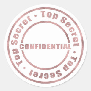 Sticker Rond Top Secret Rose Confidentiel Gold Modern Glam